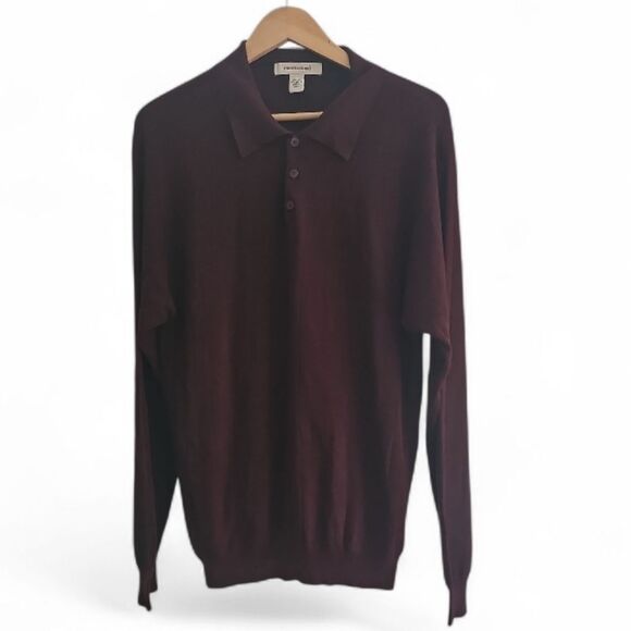 Pronto Uomo Burgundy Silk Cotton Sweater Sz L Classic Minimalist Lightweight - Picture 1 of 13